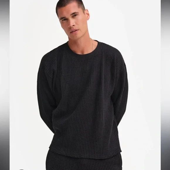 MATE the Label Men’s Organic Waffle Crew Neck Long Sleeve Shirt NEW - Picture 1 of 4